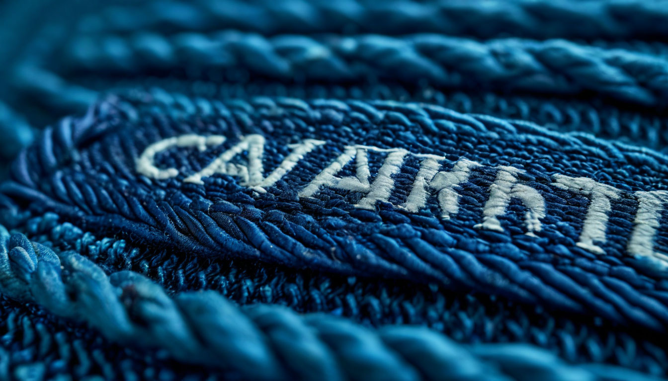 close-up of captain armband fabric texture with woven letters