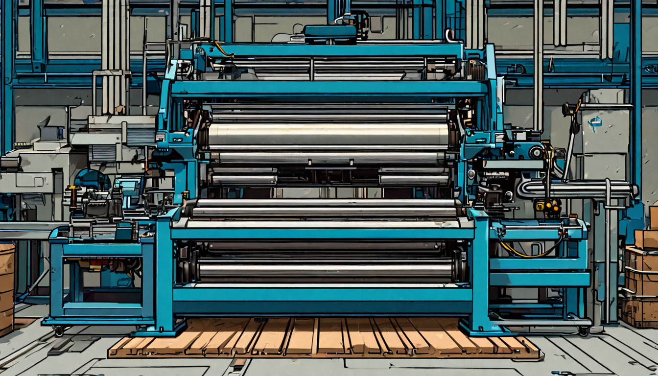 flexographic printing press running on corrugated cardboard